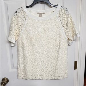 Banana Republic Raglan Crochet Lace Short Sleeve Top Size Medium